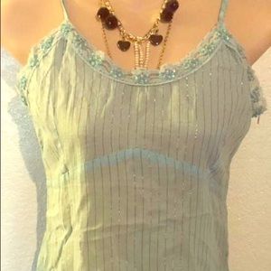 Light  blue ,silver striped women’s blouse NEW!!!!